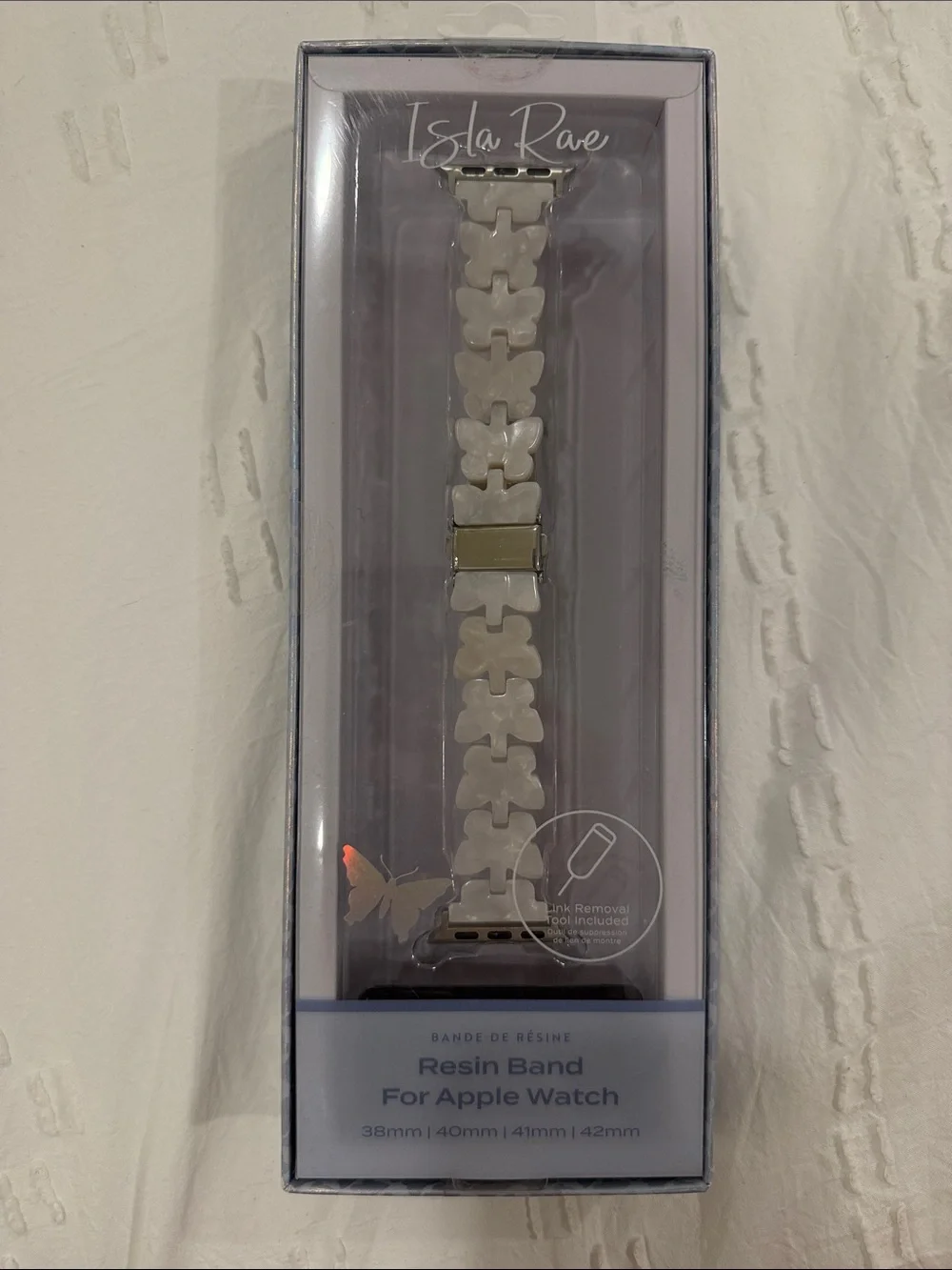 Isla Rae White Resin Butterfly Apple Watch Band